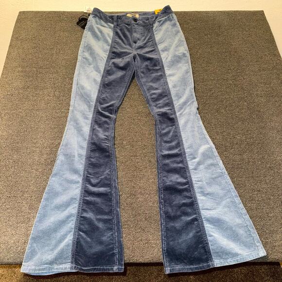 Rock & Roll Denim Pants - Rock & Roll Denim Bargain Flare Pants Women 30x34 Blue Two-Tone Corduroy NWT NEW